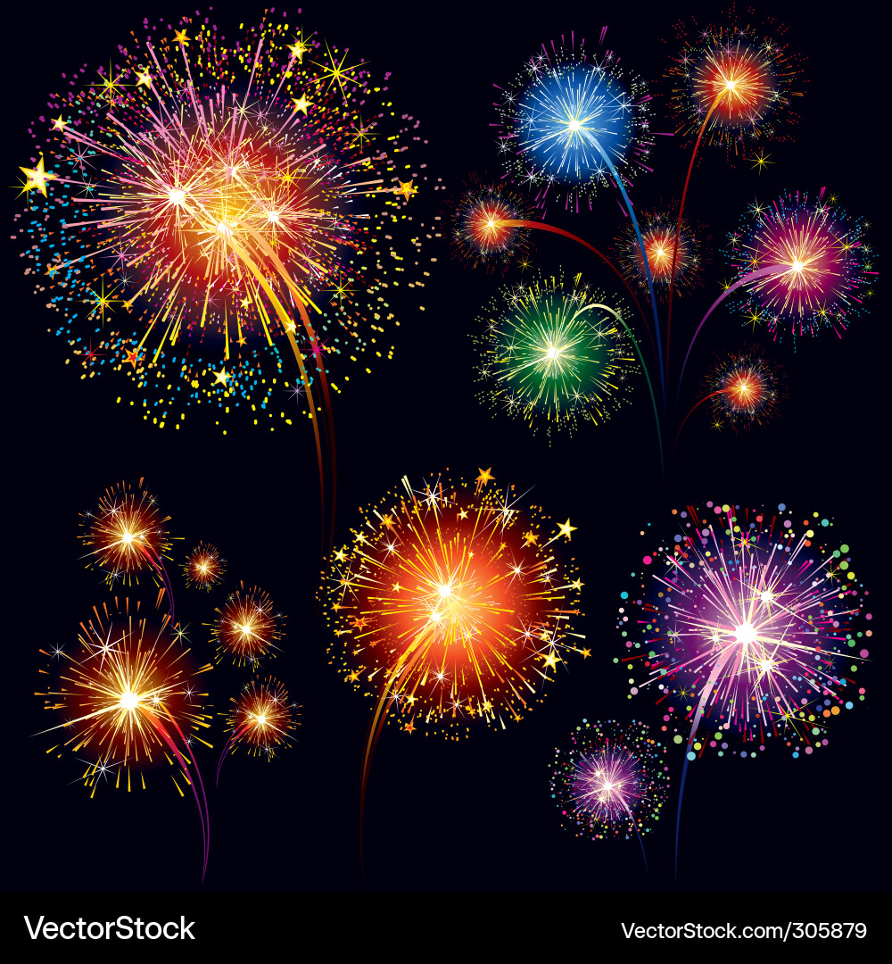 Colorful Fireworks Display Vector Image