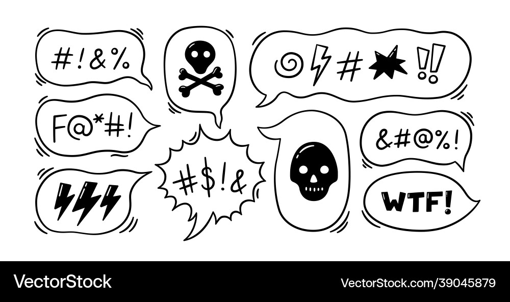 Comic speech bubble with swear words symbols hand vector image