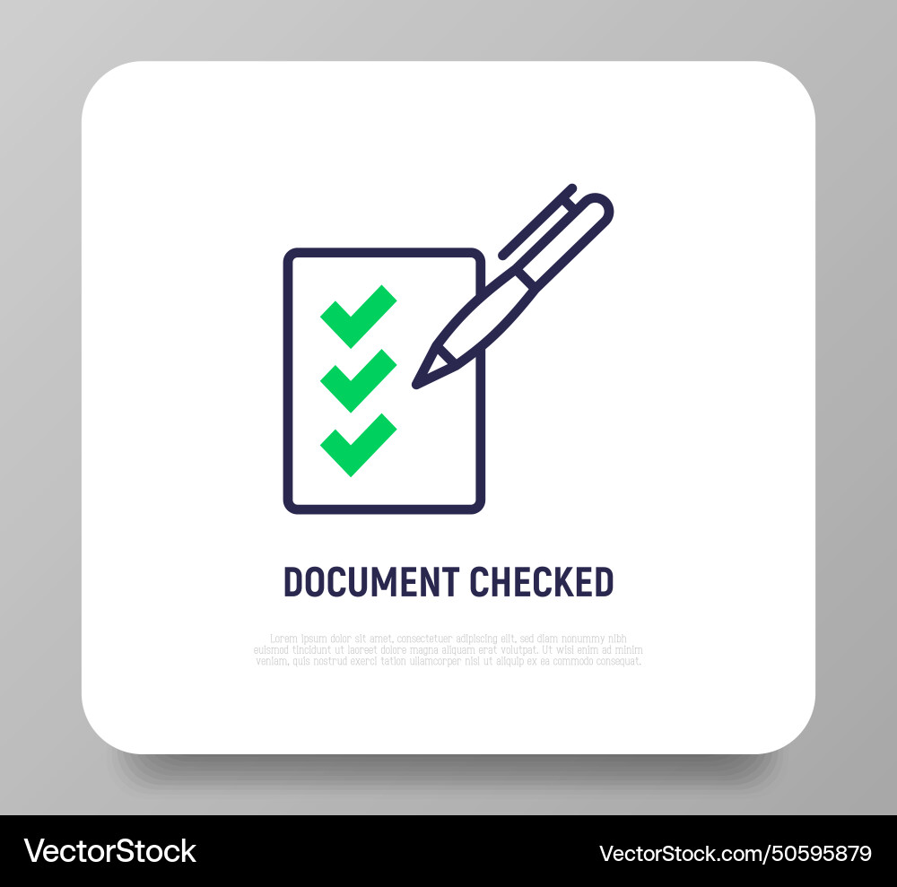 Document checked thin line icon paper sheet Document checked thin line icon paper sheet vector image