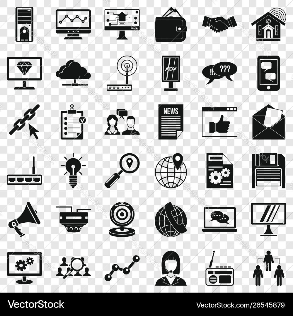Helpdesk icons set simple style Helpdesk icons set simple style Vector Image