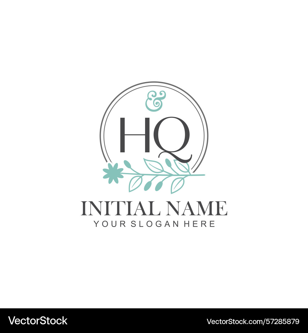 Hq initial logo templates with botanical elements Vector Image