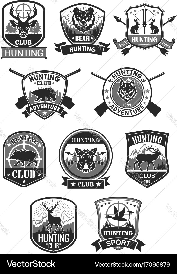 Hunting & Wildlife Icon Set Vector Image
