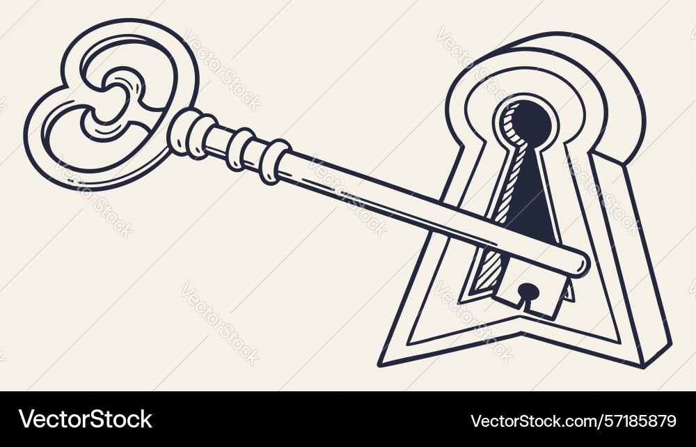 Ornate key and keyhole design generative ai vector image
