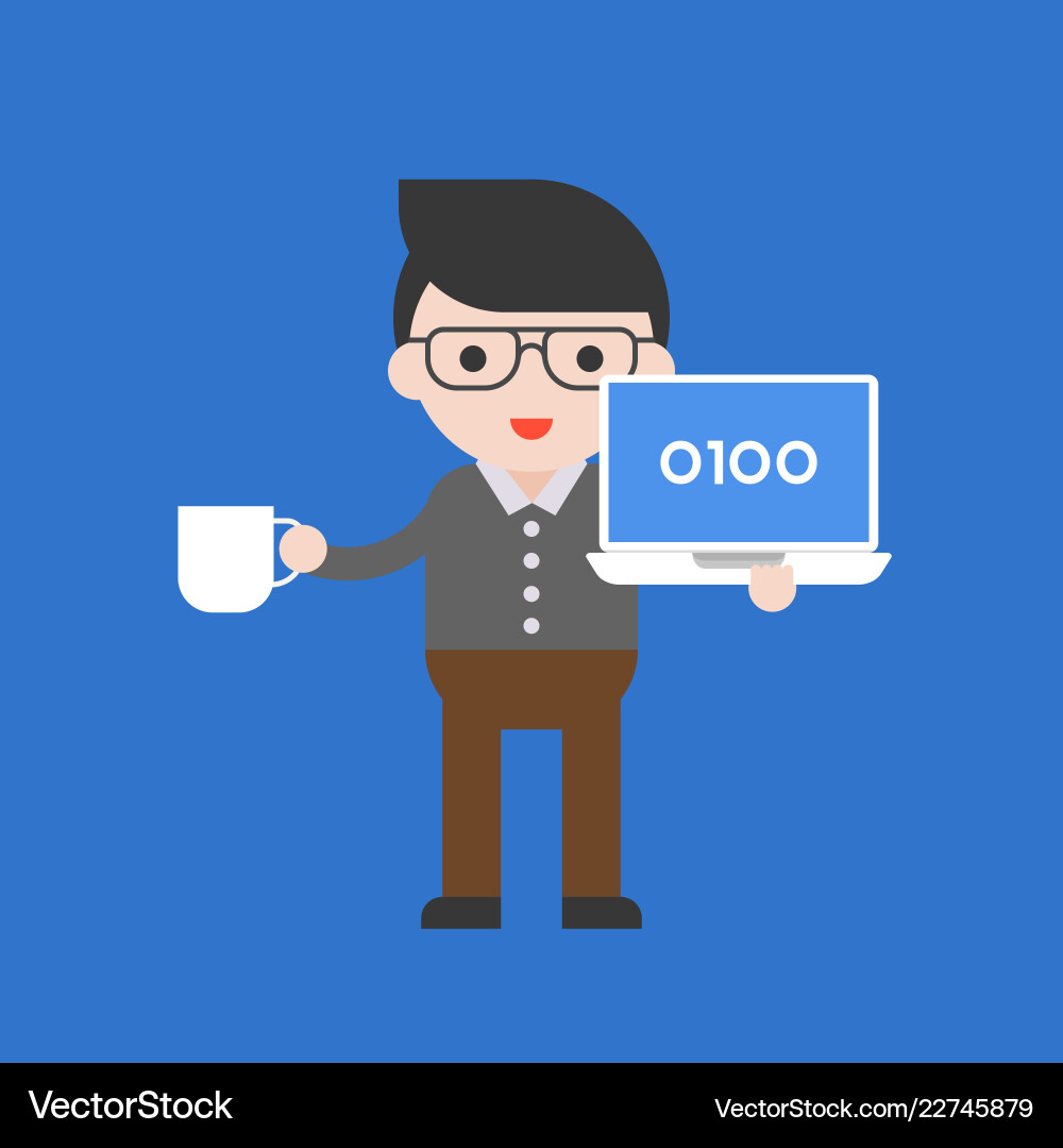 Professional Programmer Character Flat vector image