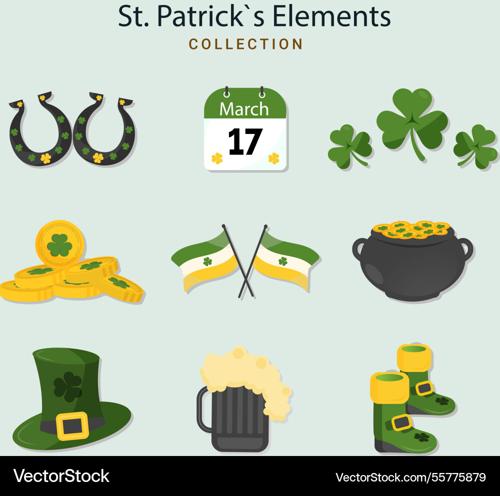 St patricks day element collection Royalty Free Vector Image