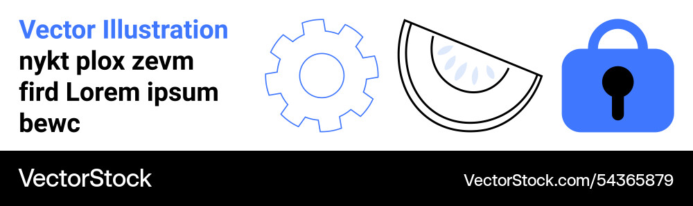 Tech gear and security lock with text sample Tech gear and security lock with text sample vector image