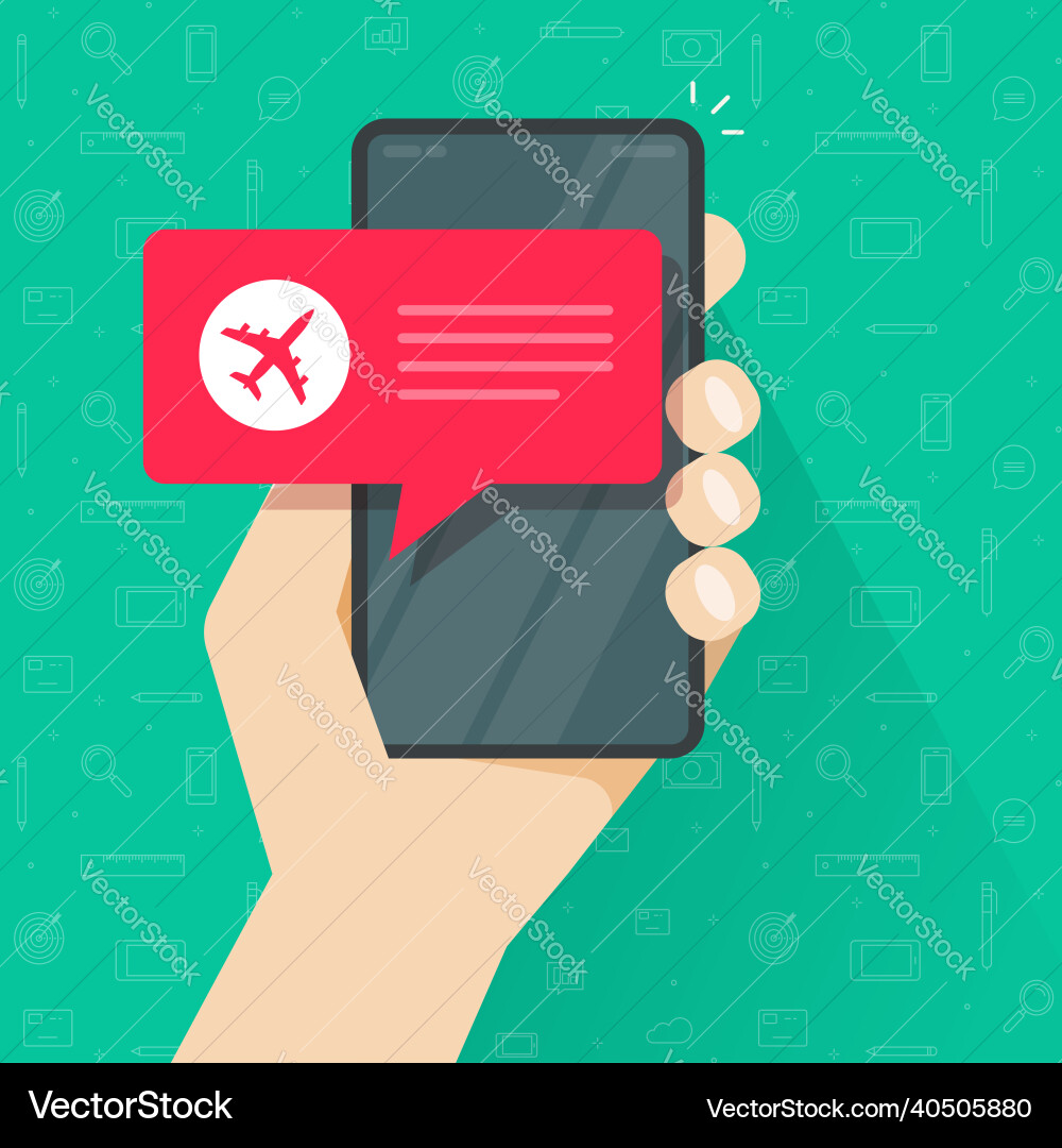 Flight info reminder delay notice cell phone app Flight info reminder delay notice cell phone app vector image