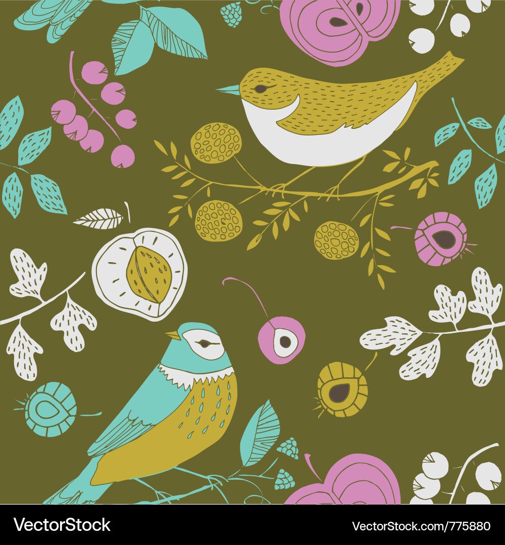 Floral Birds Pattern Vector Image