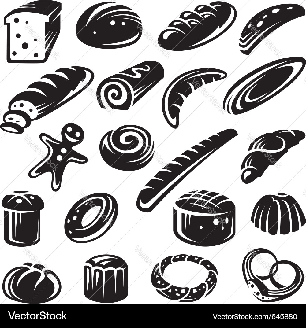 Monochrome Bäckerei Set Vektorbild