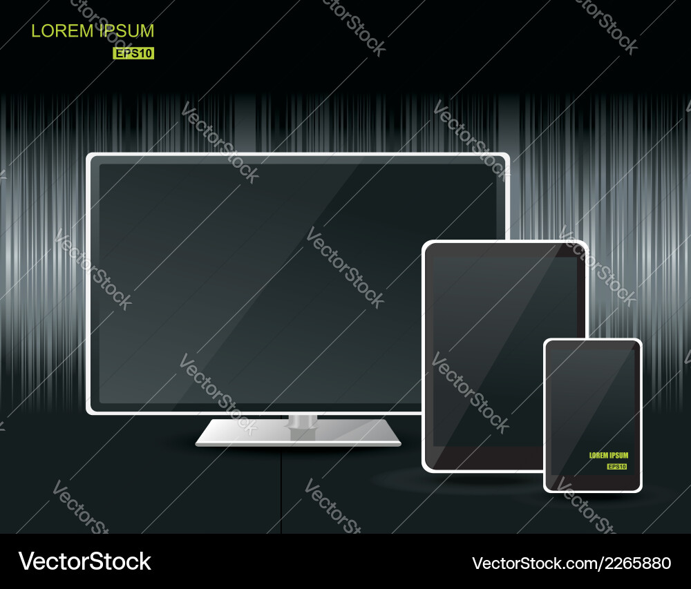 Realistic tablet computer monitor and mobile phone Vector Image
