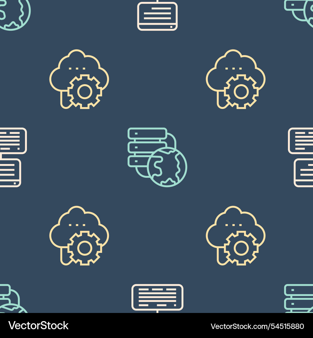 Set line server data web hosting cloud technology Set line server data web hosting cloud technology vector image