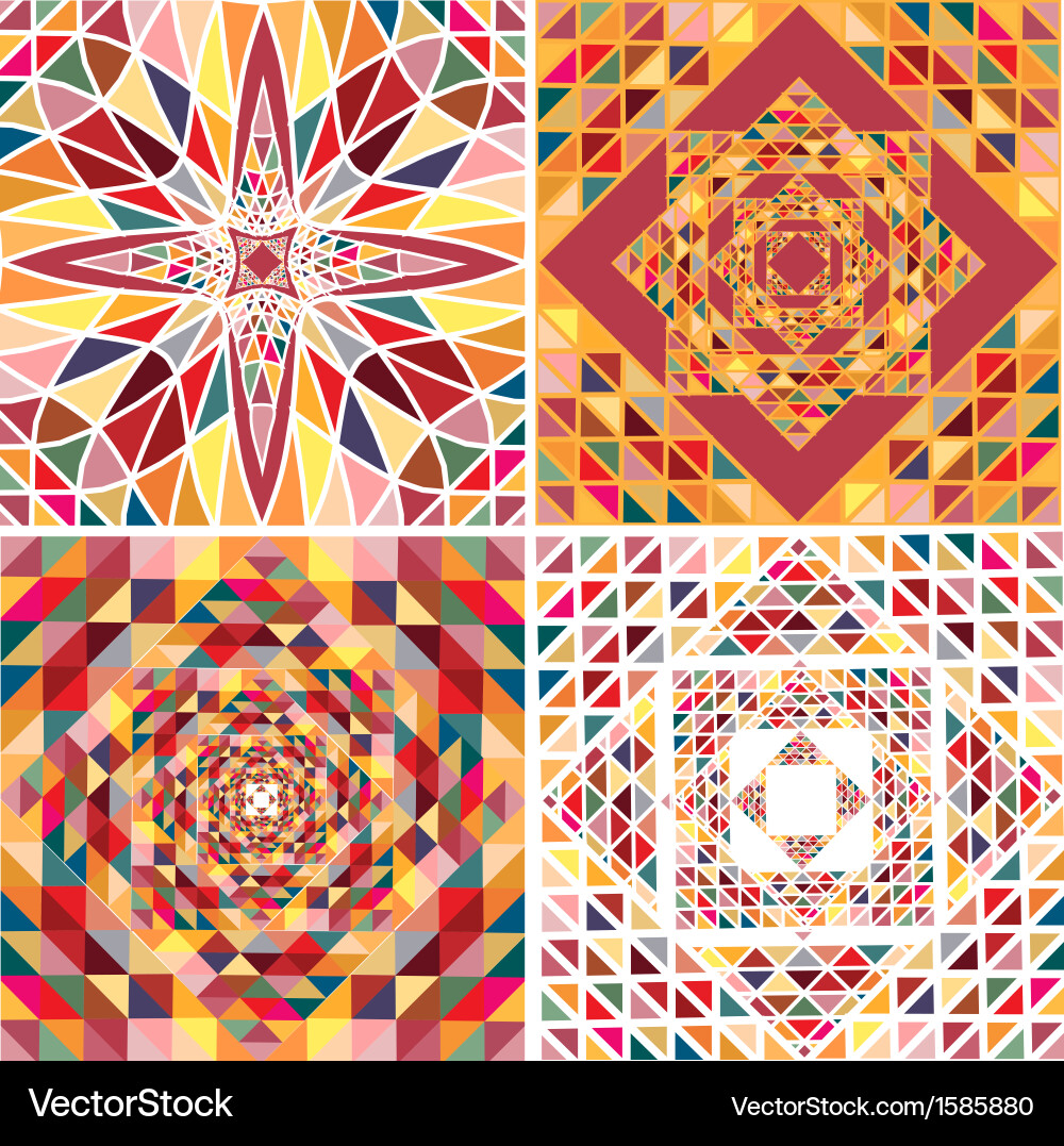 Set of four abstract background with geometric vector image