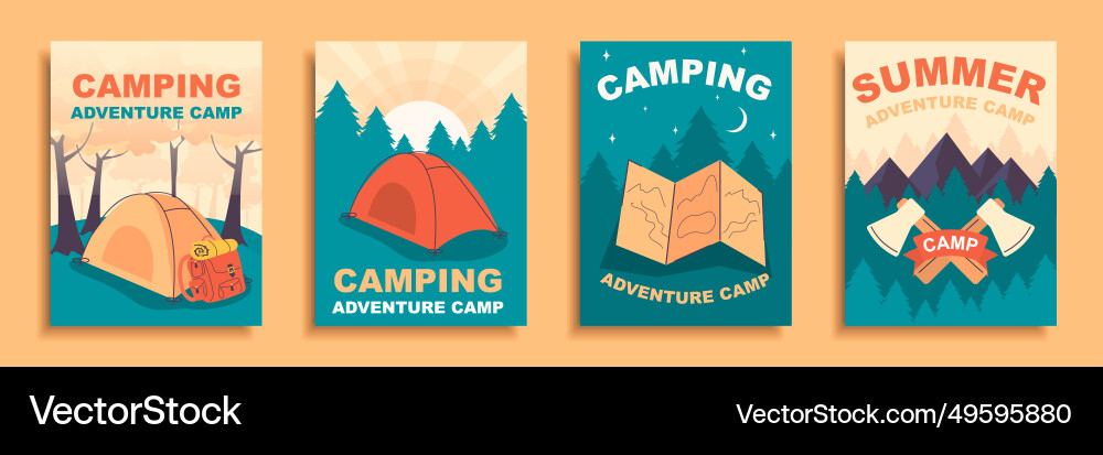Sommer-Camping-Broschüre im flachen Design Sommer-Camping-Broschüre im flachen Design vektorbild