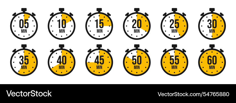 Stopwatch icons colorful simple chronometer time Stopwatch icons colorful simple chronometer time vector image