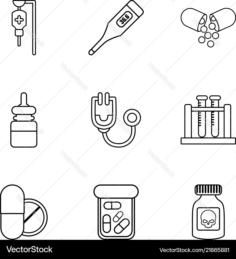 Biomedical science icons set outline style Biomedical science icons set outline style vector image