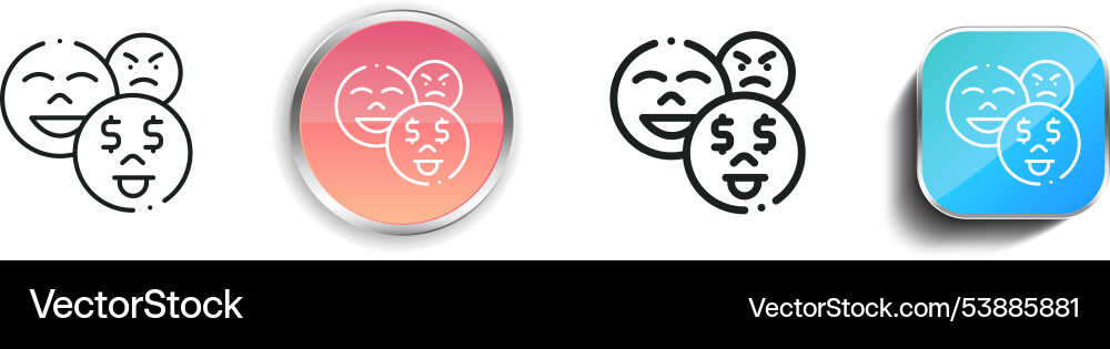 Emoji icon thin linear regular and button style Emoji icon thin linear regular and button style vector image