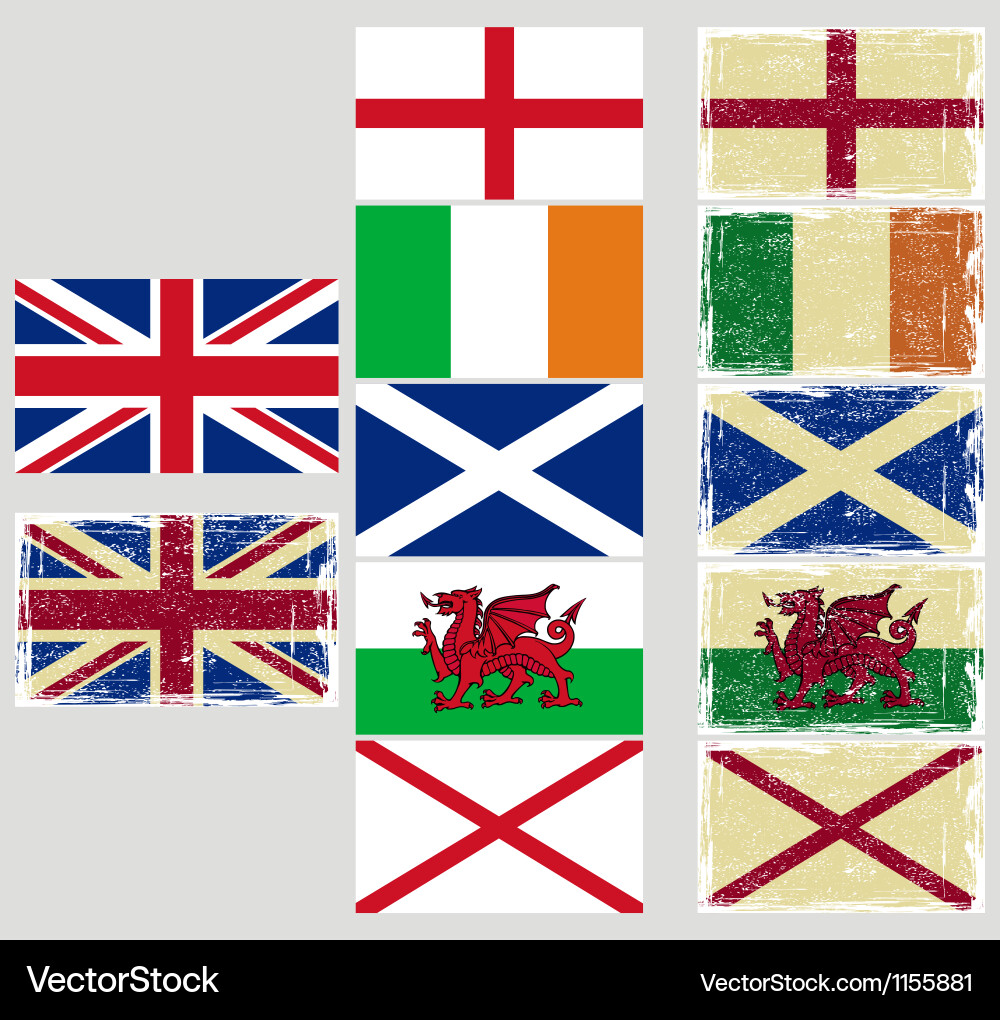 Great britain flags Royalty Free Vector Image - VectorStock