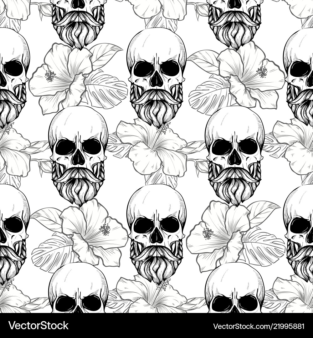 Seamless color pattern with skull Seamless color pattern with skull vector image