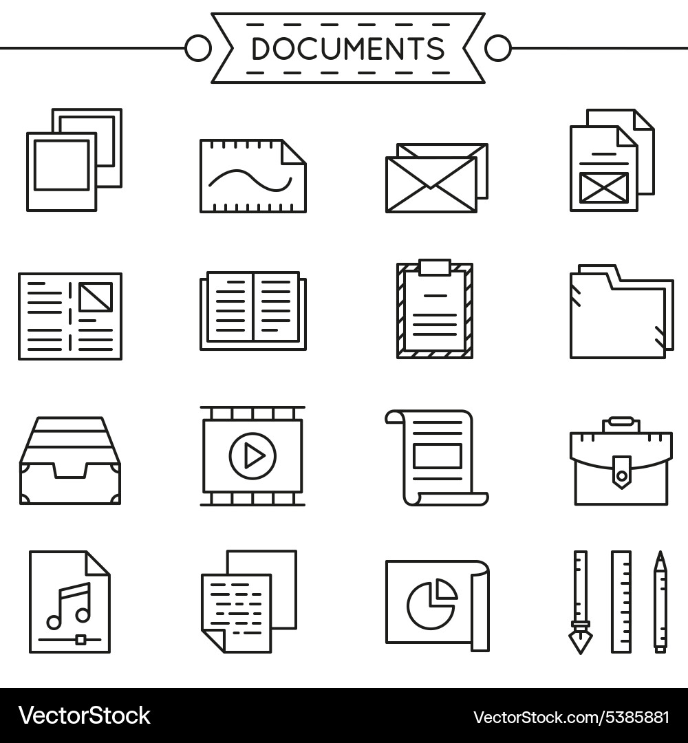 Set of linear documents icons Vector Image