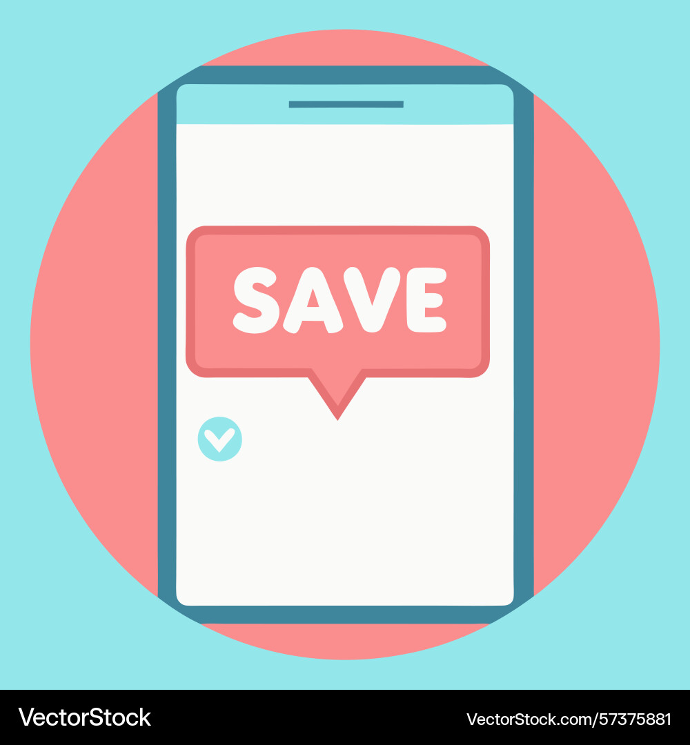 Smartphone app showing save icon interaction Smartphone app showing save icon interaction vector image