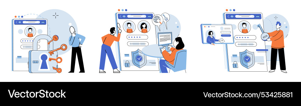 User authorization security protocols ensure vector image