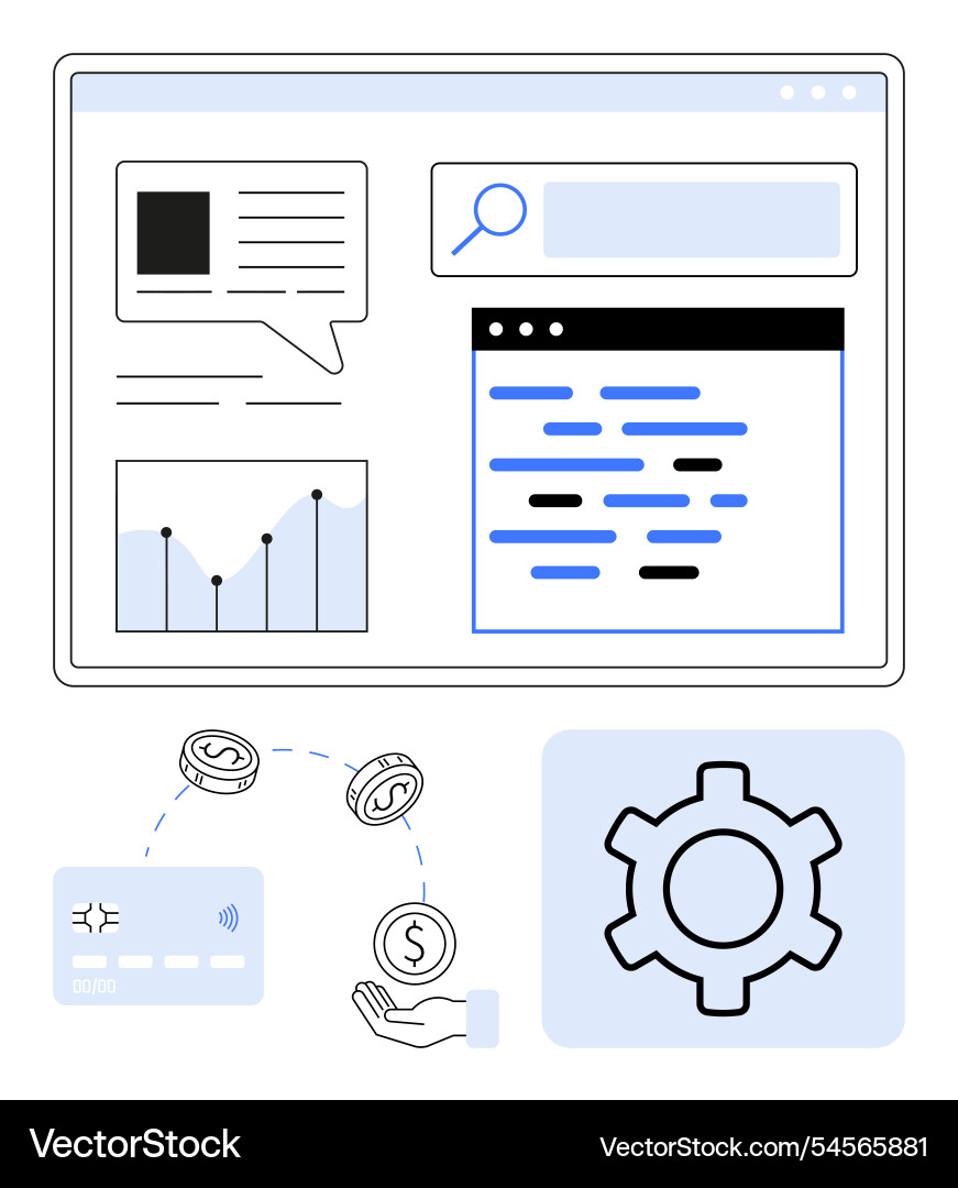 Website-Schnittstelle zur Anzeige von Datendiagrammen Code Website-Schnittstelle zur Anzeige von Datendiagrammen Code vektorbild
