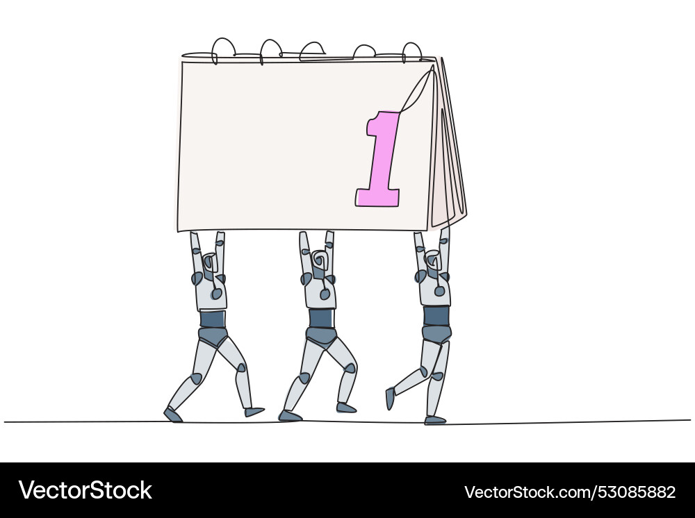 Continuous one line drawing a group of robots Continuous one line drawing a group of robots vector image