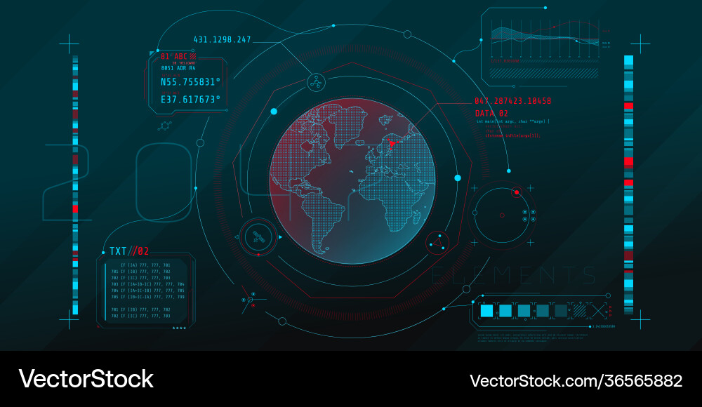 Design virtual interface planetary Design virtual interface planetary vector image