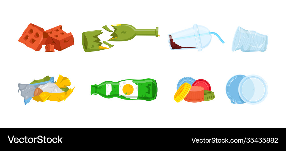 Garbage types set Garbage types set vector image