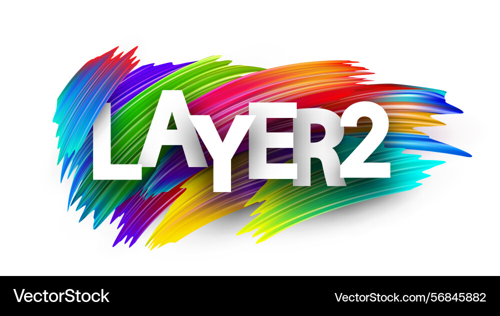 Layer 2 blockchain typography with color strokes vector image