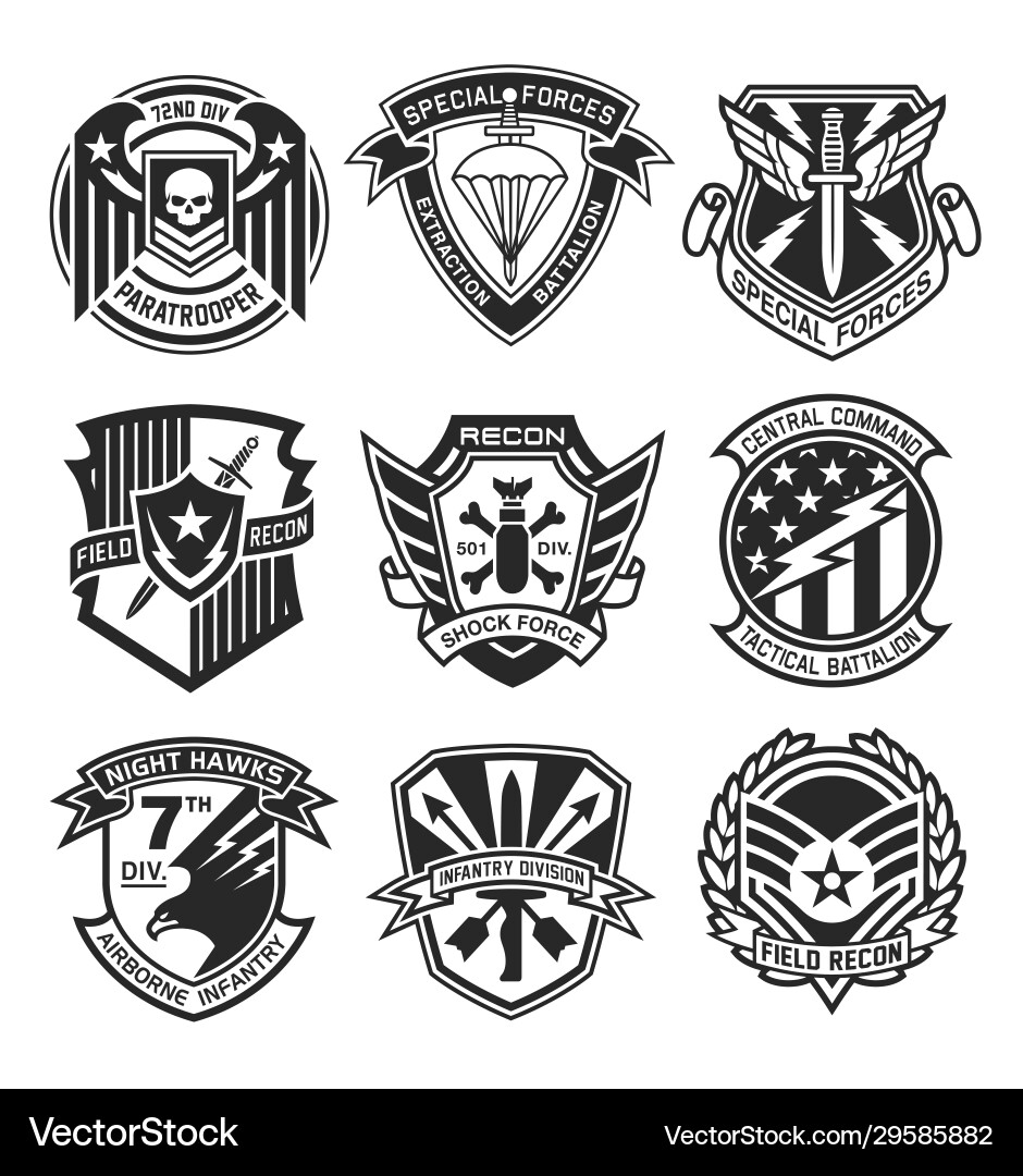 Military Patch Collection Vector Image