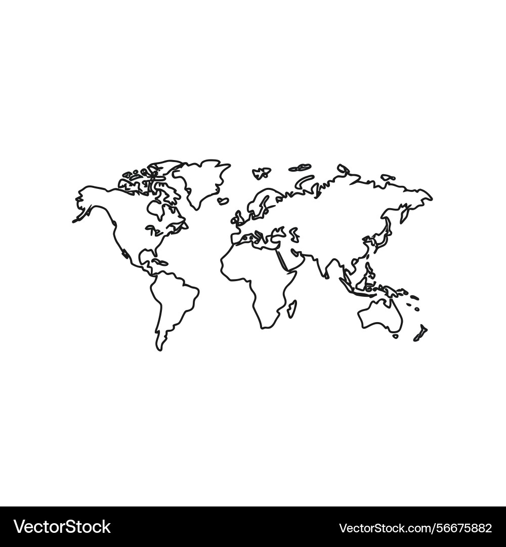 World map outline with transparent background Vector Image