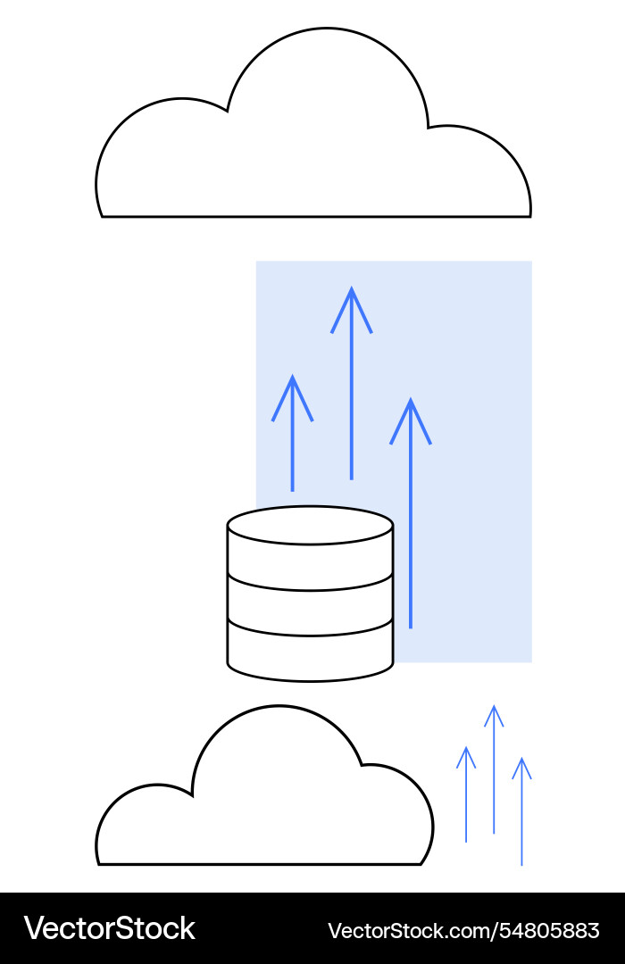 Cloud computing data upload with storage Cloud computing data upload with storage vector image