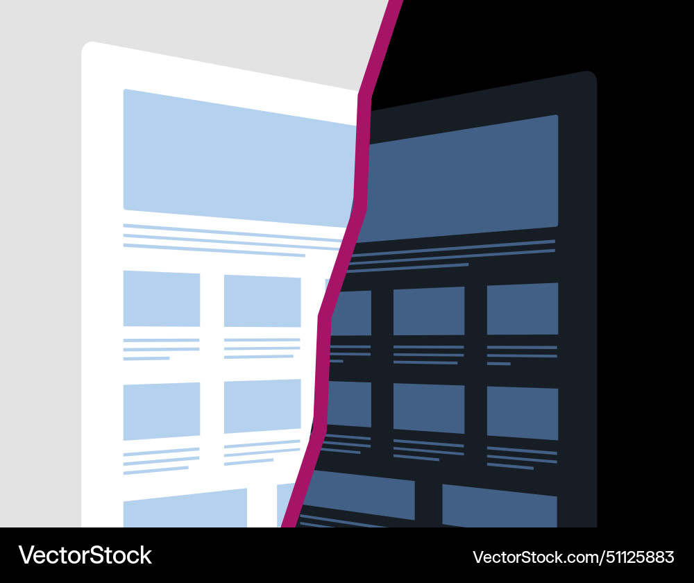 Dark mode vs light comparison user interface vector image