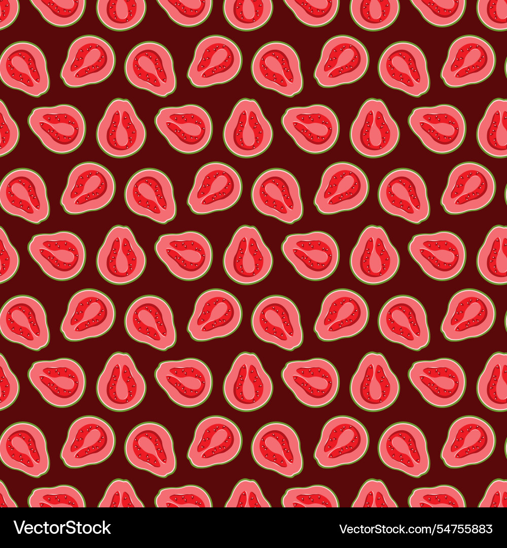 Guava flat seamless pattern on red background Vector Image