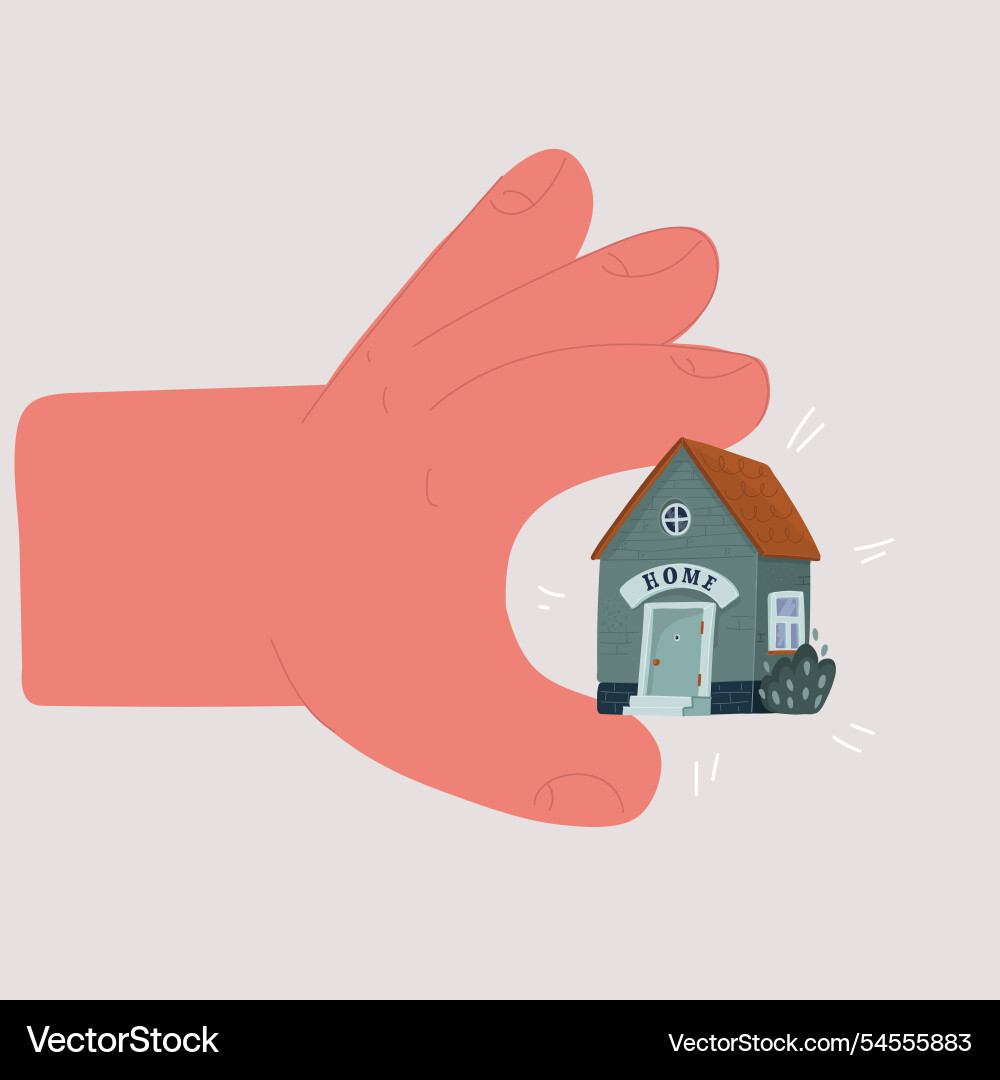 Hand holding tiny house Royalty Free Vector Image