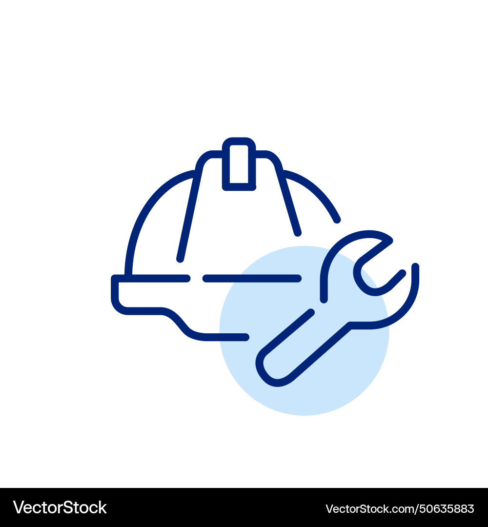 Hard hat and wrench worksite maintenance symbol Vector Image