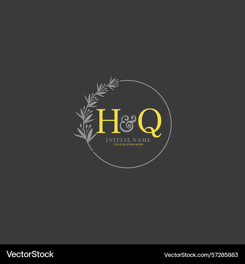 Hq initial logo templates with botanical elements Vector Image