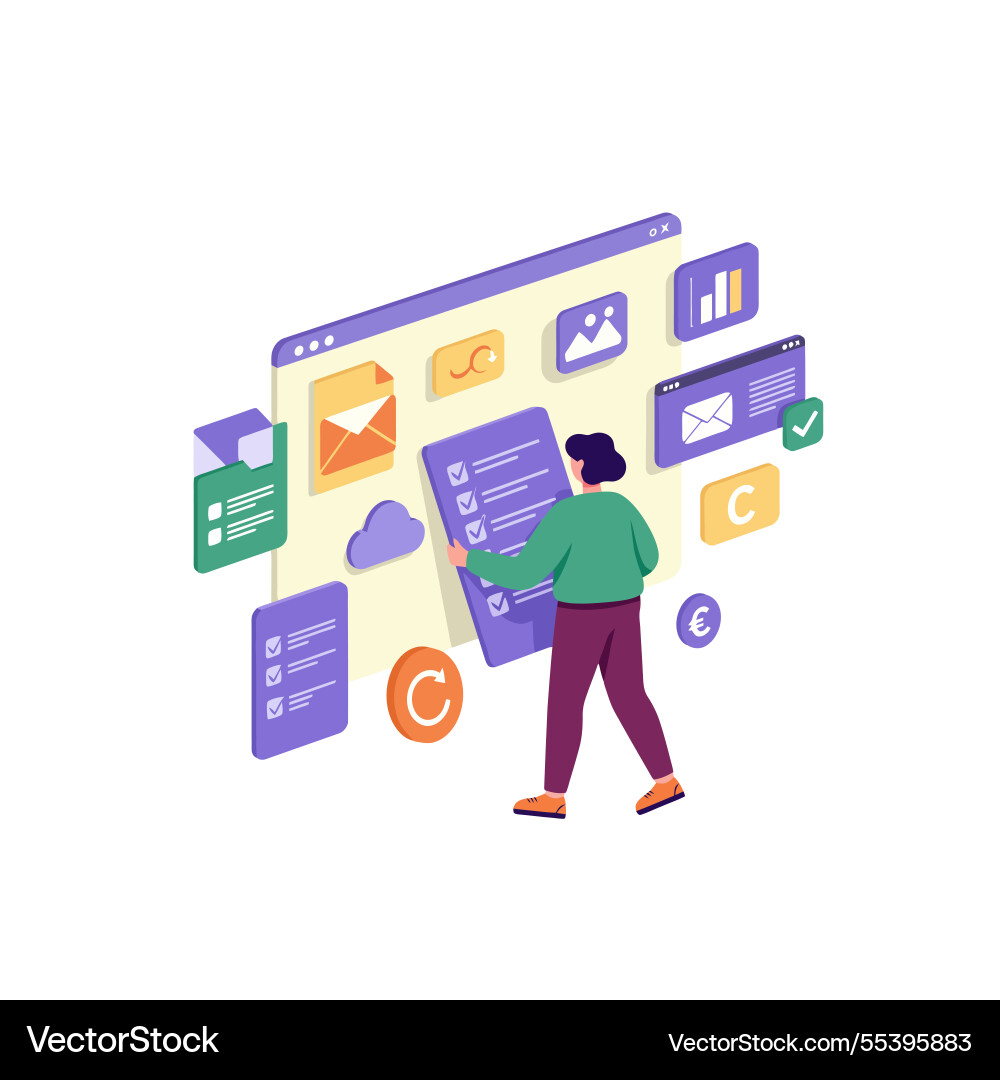 Managing digital marketing tasks with checklist Vector Image