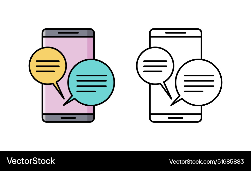 Message text chat app icon on mobile cell phone vector image