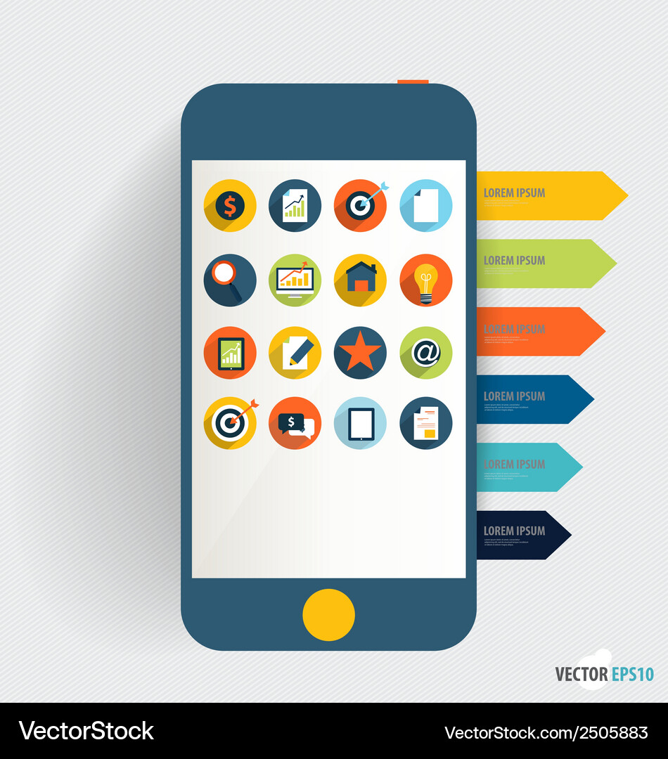 Touchscreen device with application icon and note Vector Image