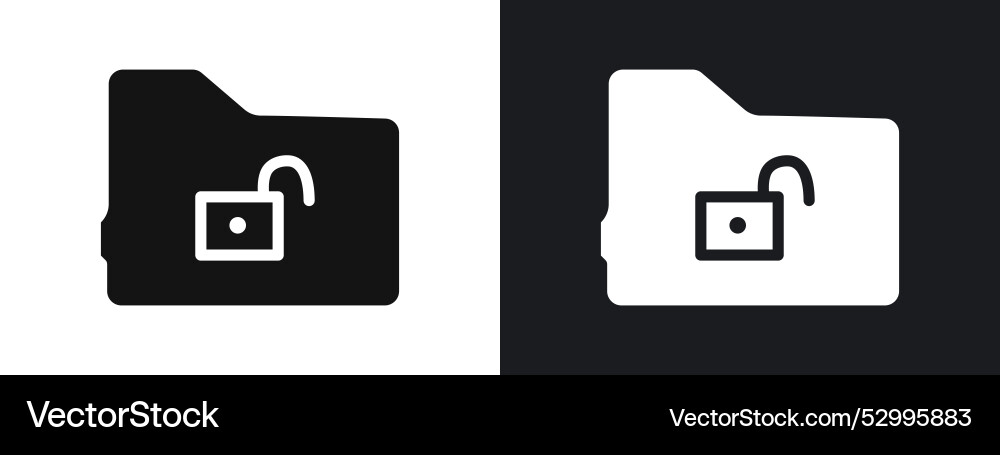 Unlock folder icon linear graphics set in black Unlock folder icon linear graphics set in black vector image
