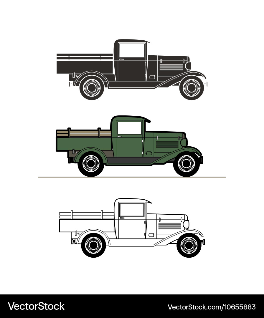 Vintage Pickup Truck Vector Image