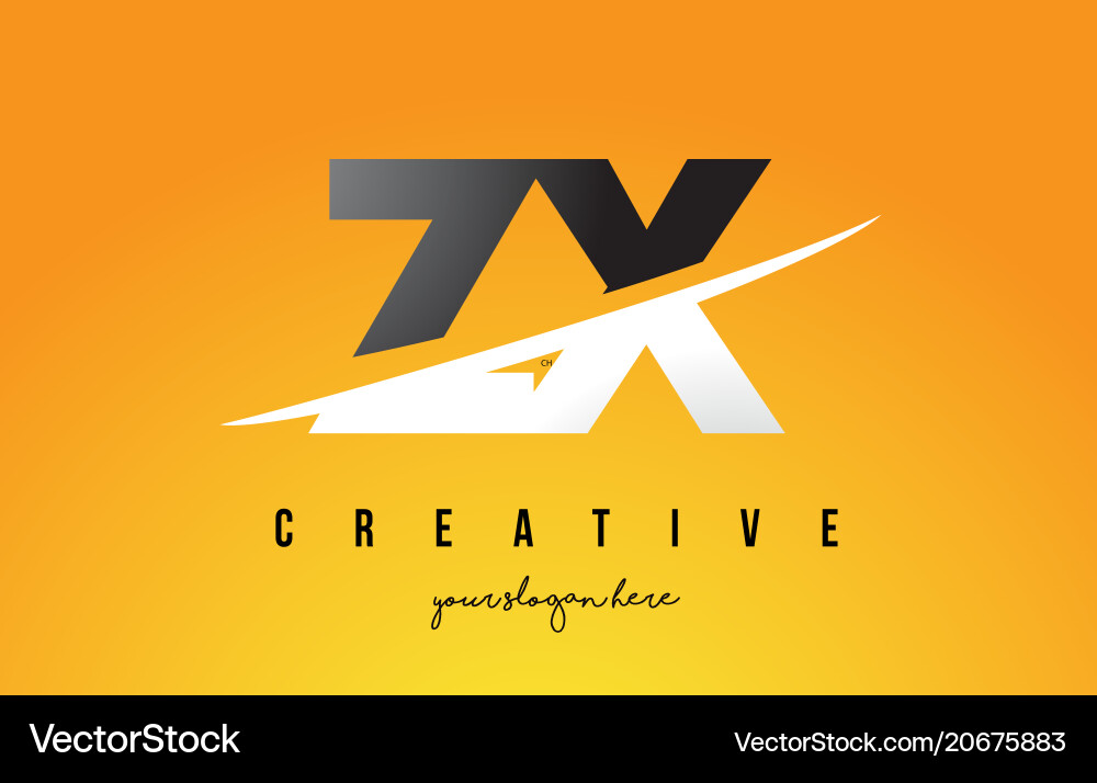 GOSS ロゴデザイン ZX Letter Logo with Swoosh Royalty Free Vector Image