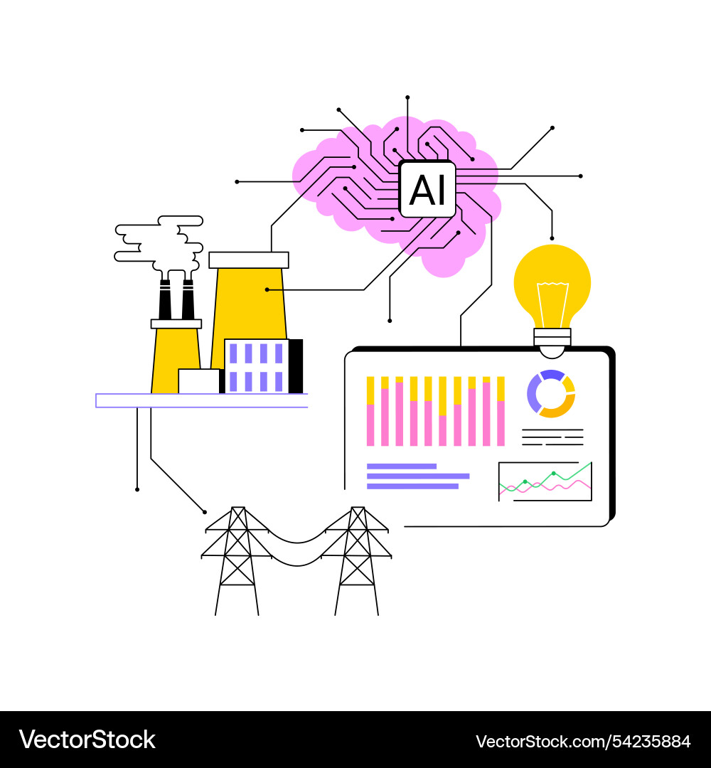 Ai-optimized smart grids abstract concept Ai-optimized smart grids abstract concept vector image