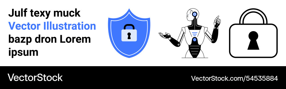 Cybersecurity shield robot with ai and secure Cybersecurity shield robot with ai and secure vector image
