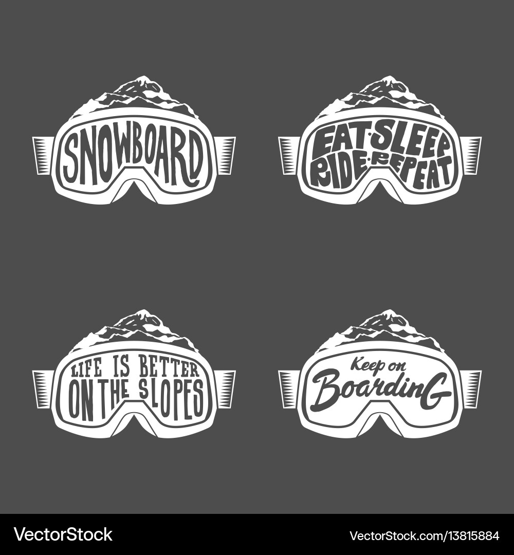 Handdrawn vintage snowboarding quotes Handdrawn vintage snowboarding quotes vector image