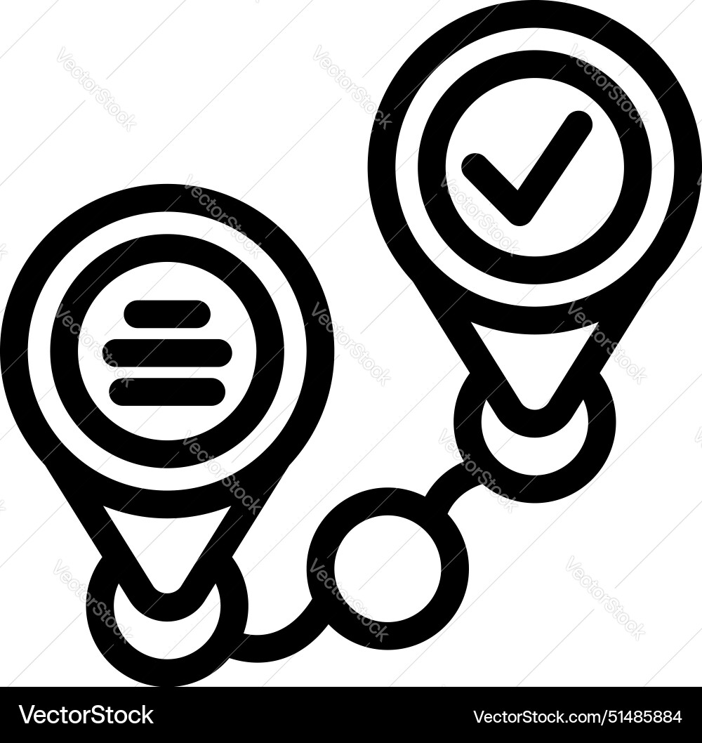 Two linked location pins Vector Image