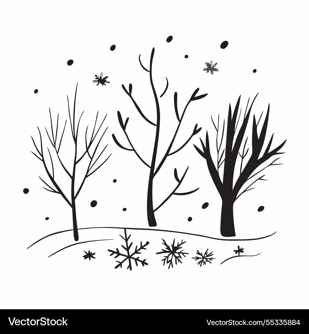 Winter trees seamless pattern with frozen Vector Image