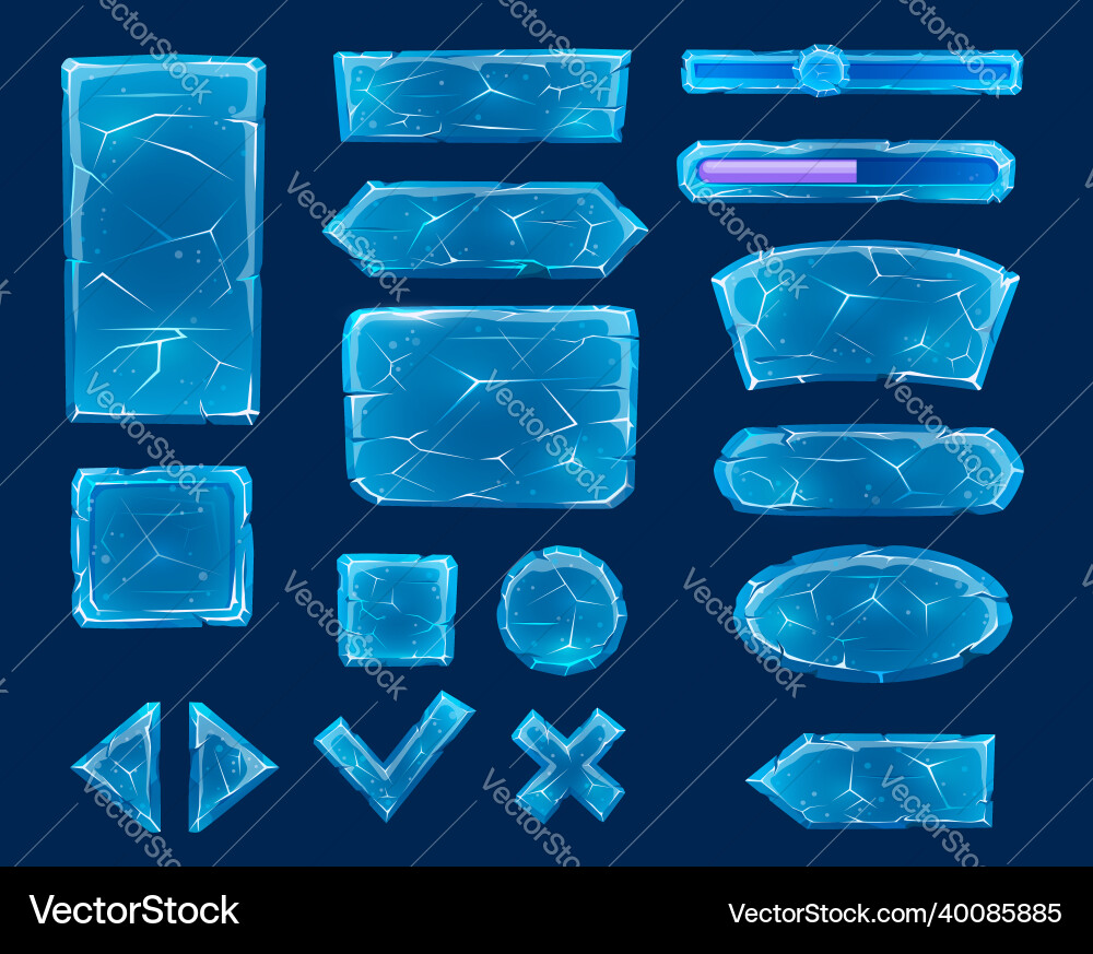 Cartoon ice buttons game interface element vector image